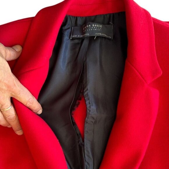 ZARA BASIC NWOT wool mix coat in Red Size M - Picture 8 of 9